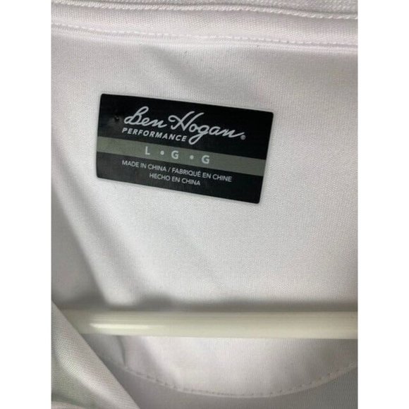 Ben Hogan Size L Mens Performance Polo Shirt White Mint Gray Short Sleeve - Picture 3 of 4